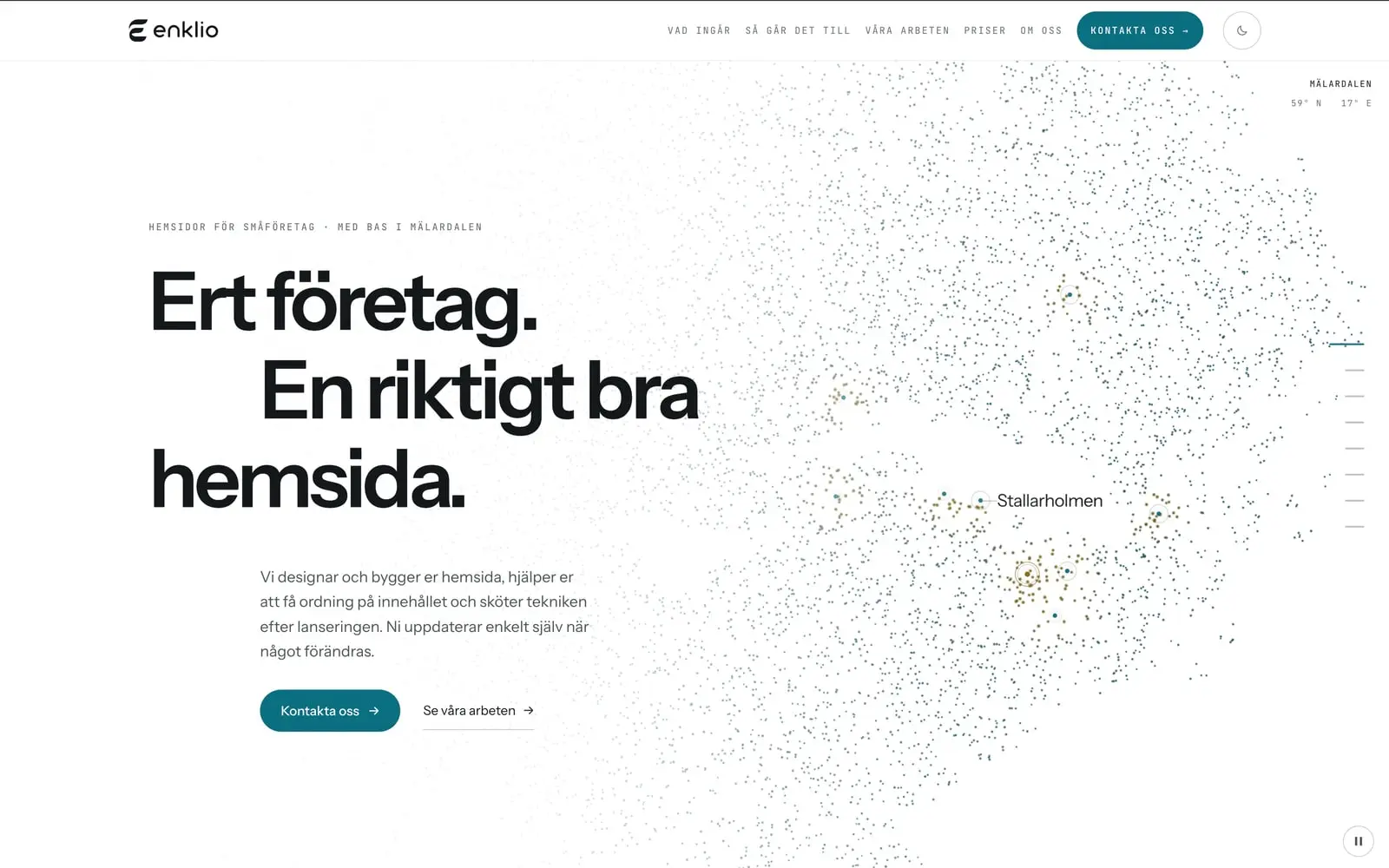 Startsidan på enkl.io