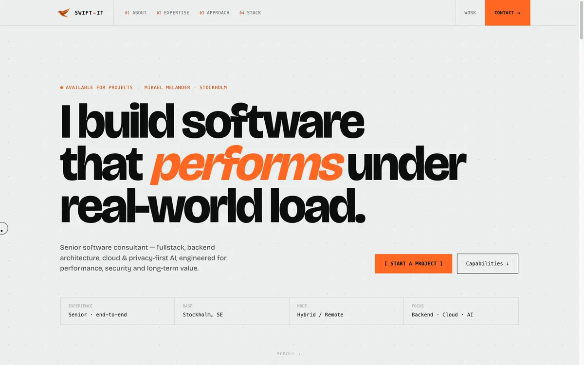 Startsidan på swift-it.se